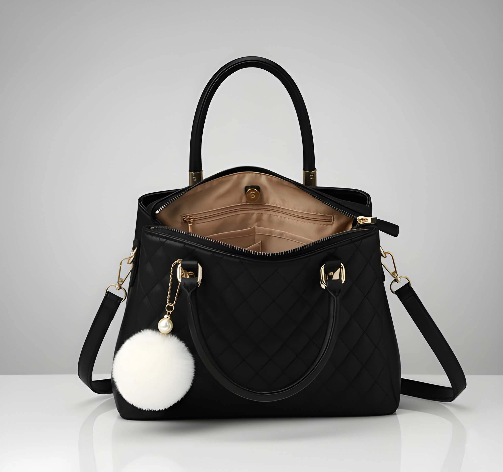 Stylish Ladies PU Leather Shoulder Handbag Premium Fashion Tote Bag with Spacious Multi-Compartment image 3